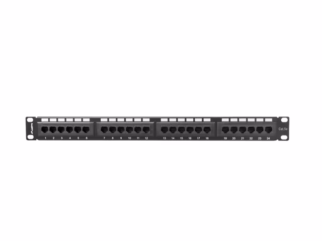 PATCHPANEL 24 PORT 1U 19" CAT.5E UTP SVART LANBERG