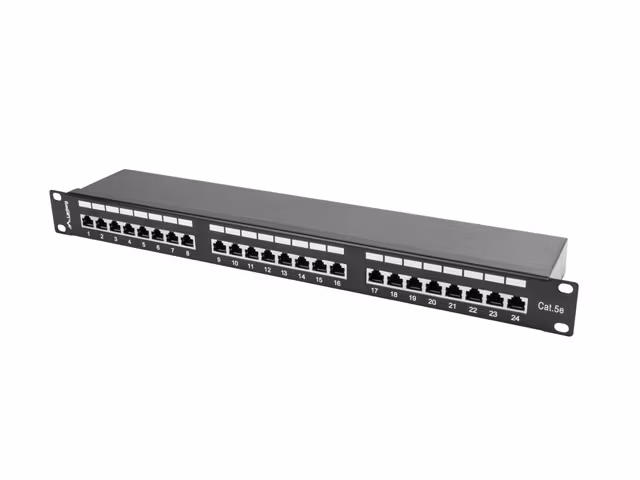 PATCHPANEL 24 PORT 1U 19" CAT.5E FTP SKÄRMAD SVART LANBERG