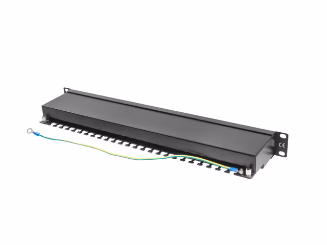 PATCHPANEL 24 PORT 1U 19" CAT.5E FTP SKÄRMAD SVART LANBERG
