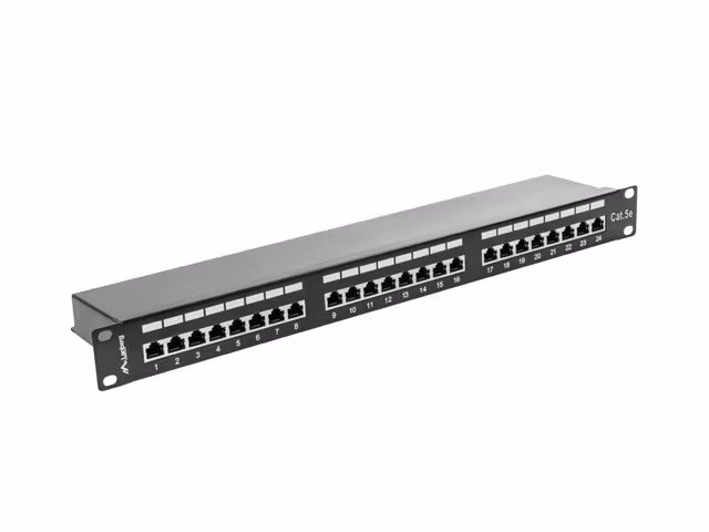 PATCHPANEL 24 PORT 1U 19" CAT.5E FTP SKÄRMAD SVART LANBERG