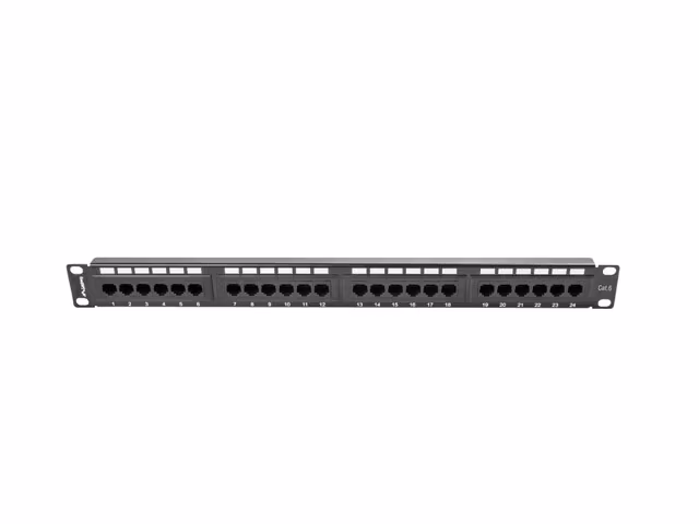 PATCHPANEL 24 PORT 1U 19" CAT.6 UTP SVART LANBERG