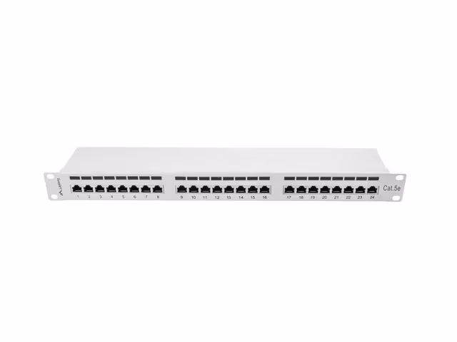 PATCHPANEL 24 PORT 1U 19" CAT.5E FTP SKÄRMAD GRÅ LANBERG