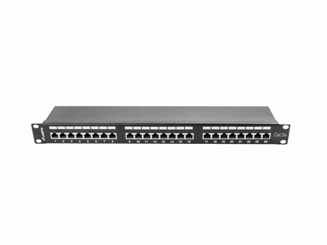 PATCHPANEL 24 PORT 1U 19" CAT.5E FTP SKÄRMAD SVART LANBERG