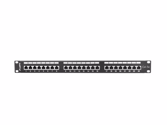 PATCHPANEL 24 PORT 1U 19" CAT.5E FTP SKÄRMAD SVART LANBERG
