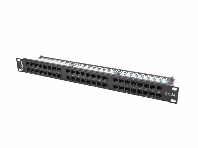 PATCHPANEL 48 PORT 1U 19" CAT.5E UTP SVART LANBERG