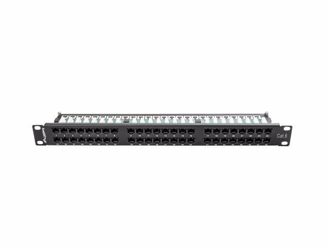 PATCHPANEL 48 PORTAR 1U 19" CAT.6 UTP SVART LANBERG