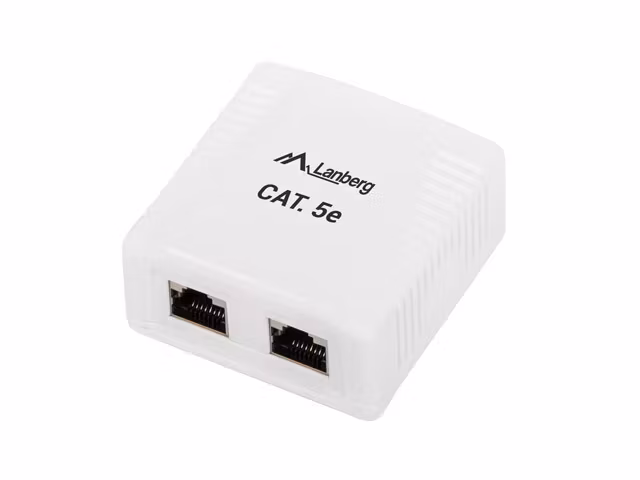 YTMONTERINGSDOSA CAT.5E FTP SKÄRMAD 2X RJ45 VIT LANBERG