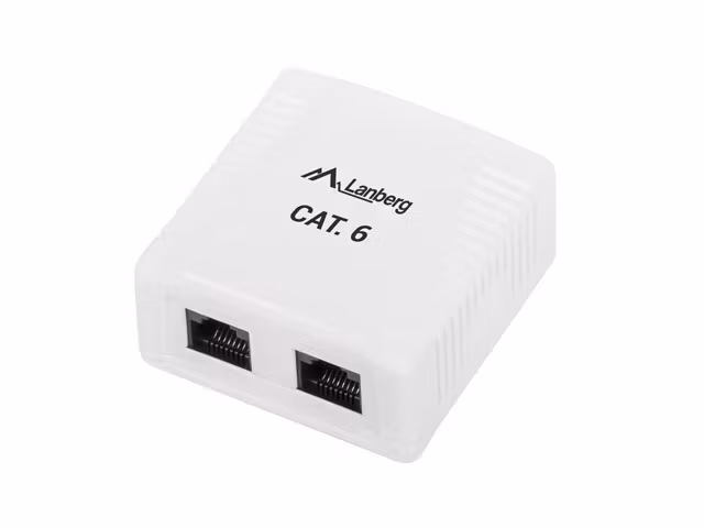 YTMONTERINGSDOSA CAT.6 UTP OSKÄRMAD 2X RJ45 VIT LANBERG