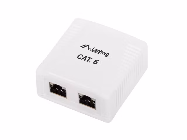 YTMONTERINGSDOSA CAT.6 FTP SKÄRMAD 2X RJ45 VIT LANBERG