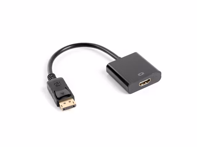 DISPLAYPORT(M) 1.2->HDMI(F) ADAPTERKABEL 10CM SVART LANBERG