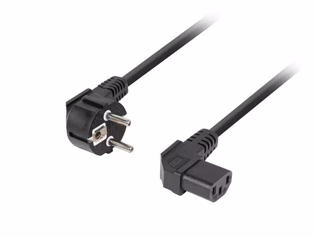 CEE 7/7->IEC 320 C13 NÄTKABEL 1,8M VINKLAD HÖGER VDE SVART LANBERG