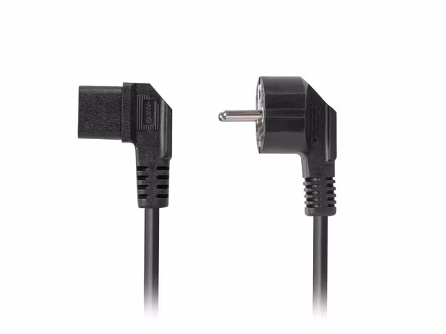 CEE 7/7->IEC 320 C13 NÄTKABEL 1,8M VINKLAD HÖGER VDE SVART LANBERG
