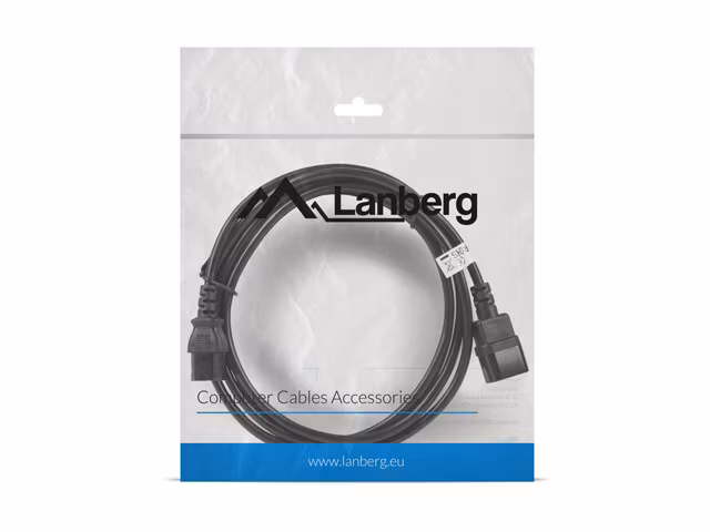 IEC 320 C13->C14 KABEL 3M VDE SVART LANBERG
