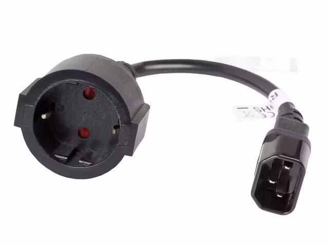 IEC 320 C14->SCHUKO(F) ADAPTERKABEL FÖR UPS 20CM SVART LANBERG
