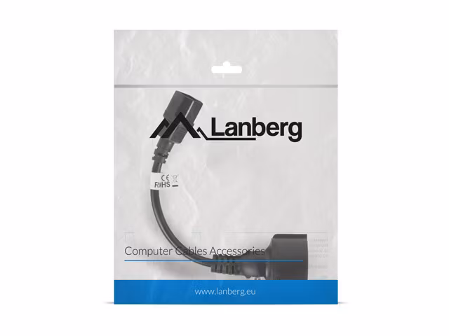 IEC 320 C14->SCHUKO(F) ADAPTERKABEL FÖR UPS 20CM SVART LANBERG
