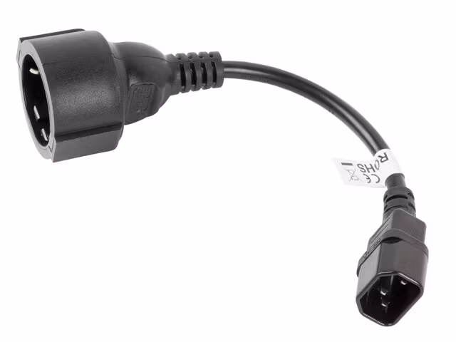 IEC 320 C14->SCHUKO(F) ADAPTERKABEL FÖR UPS 20CM SVART LANBERG