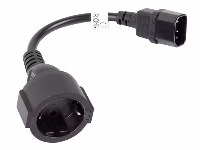IEC 320 C14->SCHUKO(F) ADAPTERKABEL FÖR UPS 20CM SVART LANBERG
