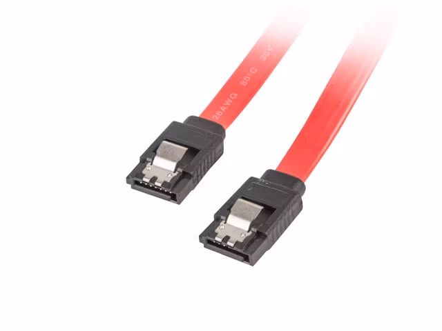 SATA DATA III (6GB/S) F/F KABEL 50CM METALLKLÄMMOR RÖD LANBERG