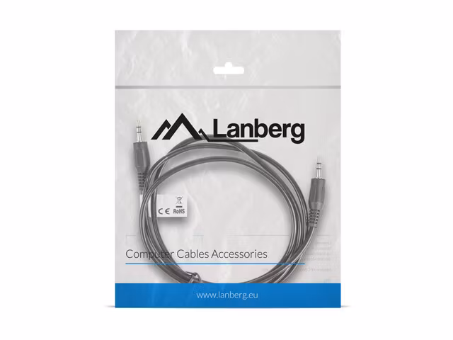 MINIJACK 3,5MM M/M 3 STIFT KABEL 1,2M SVART LANBERG