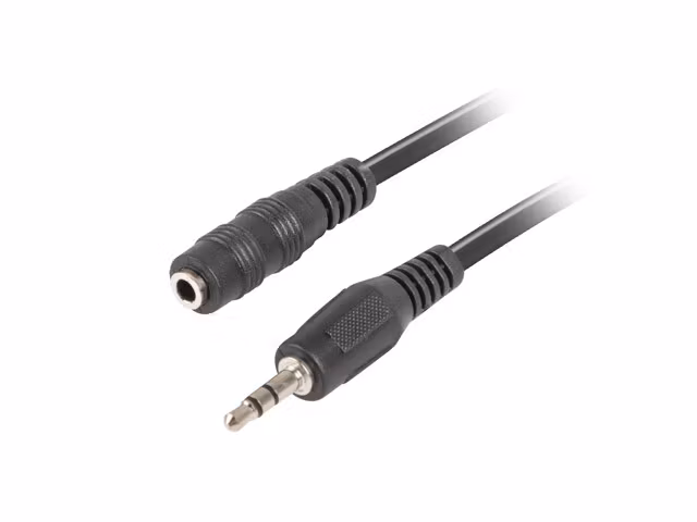 MINIJACK 3,5MM M/F 3 STIFT KABEL 1,5M SVART LANBERG