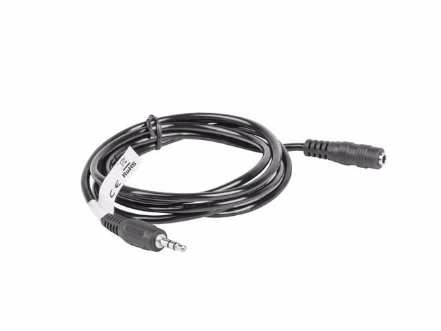 MINIJACK 3,5MM M/F 3 STIFT KABEL 1,5M SVART LANBERG