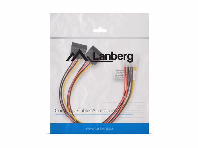 MOLEX(M) 4 STIFT->2X SATA(F) 15 STIFT KABEL 30CM LANBERG