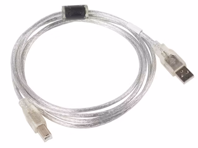 USB-A(M)->USB-B(M) 2.0 KABEL 1.8M TRANSPARENT FERRIT LANBERG