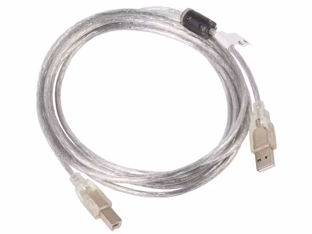 USB-A(M)->USB-B(M) 2.0 KABEL 3M TRANSPARENT FERRIT LANBERG