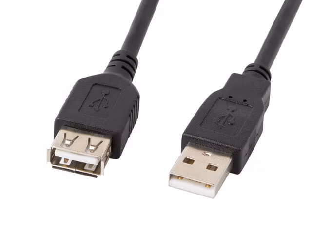 USB-A M/F 2.0 KABEL 1,8M SVART LANBERG