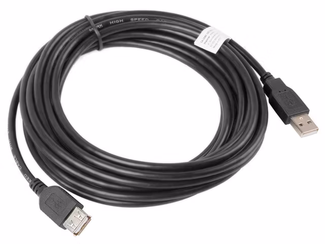 USB-A M/F 2.0 KABEL 5M SVART LANBERG