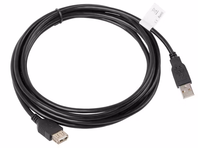 USB-A M/F 2.0 KABEL 3M SVART LANBERG