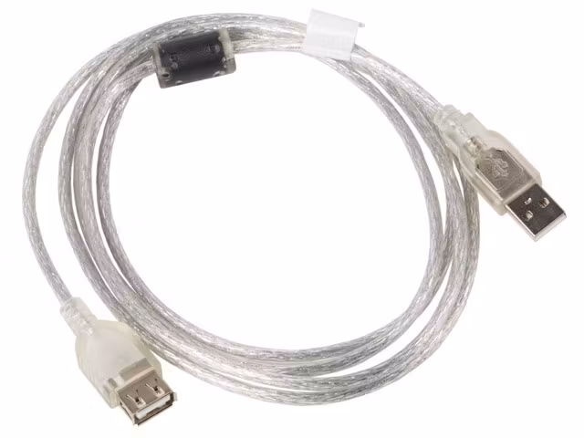 USB-A M/F 2.0 KABEL 1,8M TRANSPARENT FERRIT LANBERG