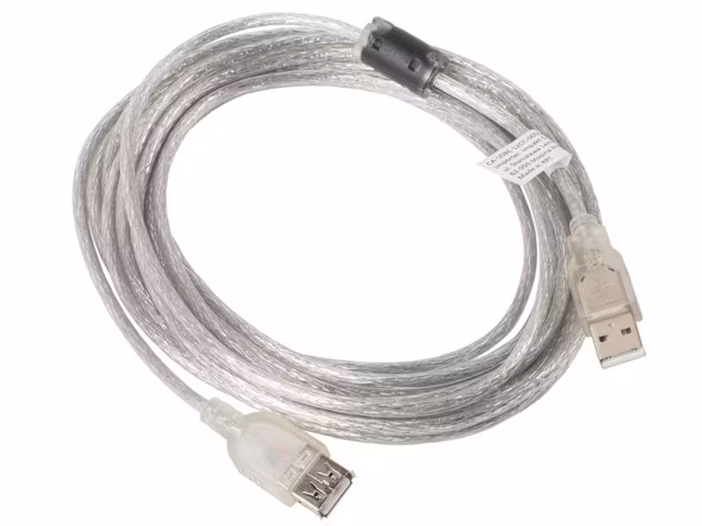USB-A M/F 2.0 KABEL 5M TRANSPARENT FERRIT LANBERG
