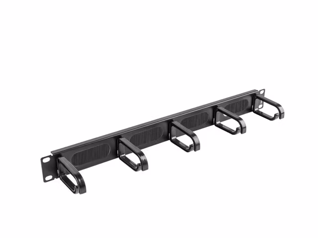 19" BORSTPANEL FÖR KABELHANTERING 5 RINGAR TYP B 1U SVART LANBERG