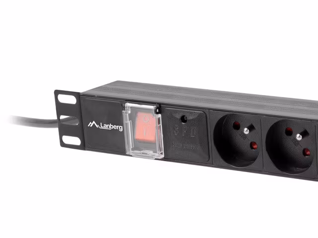 STRÖMFÖRDELNINGSENHET (PDU) 19" LANBERG 1U 10A 2M 4X FRANSKA UTTAG 4X IEC C13 UTTAG SVART C14