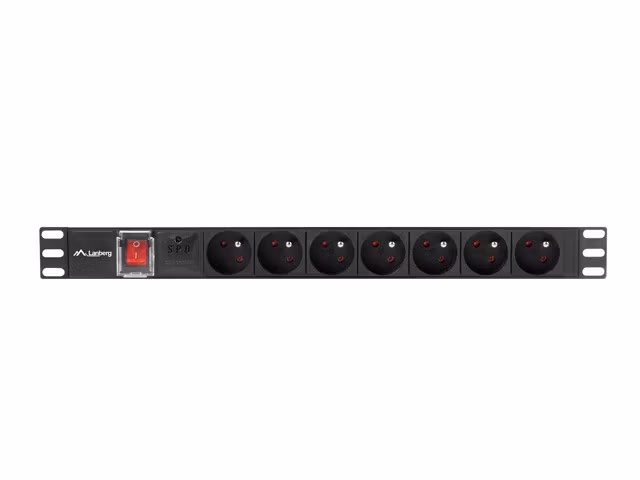 STRÖMFÖRDELNINGSENHET (PDU) 19" LANBERG 1U 16A 2M 7X FRANSKA UTTAG SVART