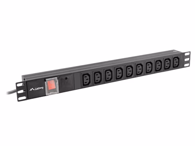 STRÖMFÖRDELNINGSENHET (PDU) 19" LANBERG 1U 10A 2M 10X IEC C13 UTTAG SVART C14