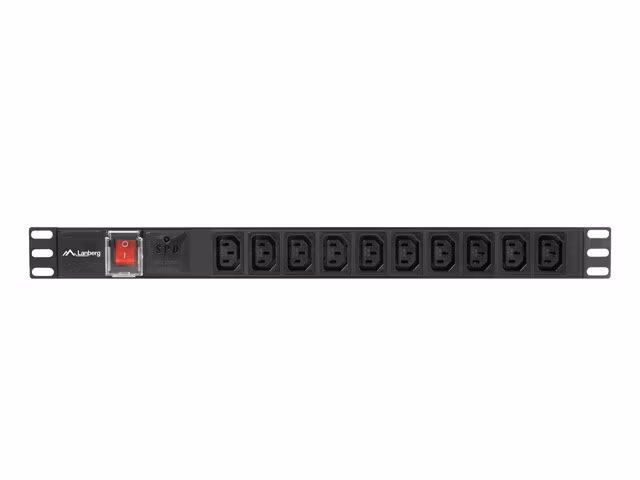 STRÖMFÖRDELNINGSENHET (PDU) 19" LANBERG 1U 10A 2M 10X IEC C13 UTTAG SVART C14
