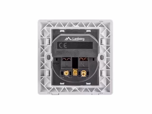 VÄGGUTTAG 230V MED 2 USB-PORTAR 2.1A, SCHUKO UTTAG VIT LANBERG
