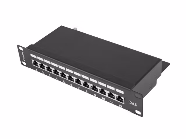 PATCHPANEL 12PORT 1U 10" CAT.6 FTP SKÄRMAD SVART LANBERG