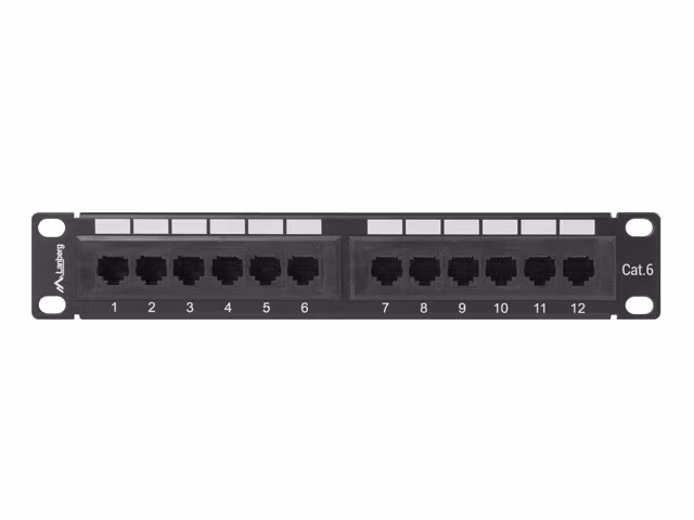 PATCHPANEL 12PORT 1U 10" CAT.6 UTP SVART LANBERG