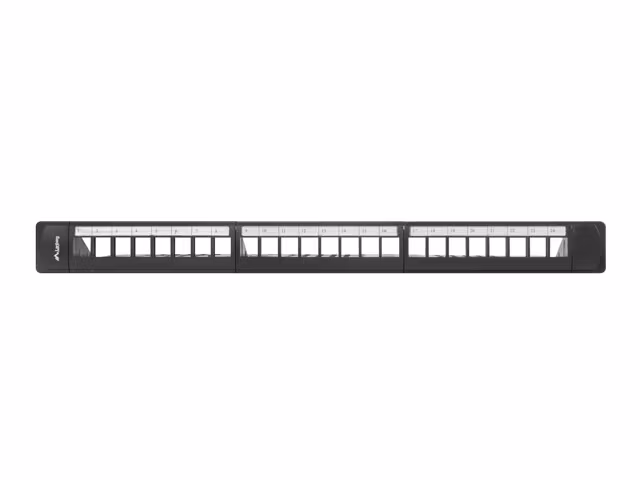PATCHPANEL BLANK 24 PORTAR 1U MED ORGANISATÖR FÖR KEYSTONE-MODULER SVART LANBERG