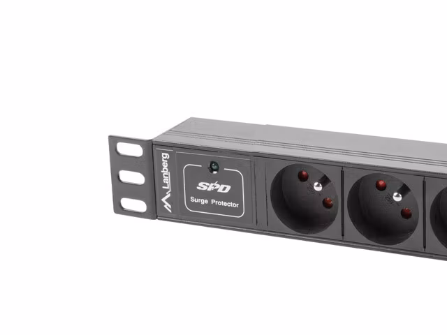 STRÖMFÖRDELNINGSENHET (PDU) 10" LANBERG 1U 10A 2M 3X FRANSKA UTTAG SVART C14