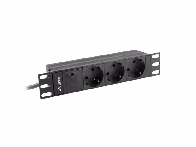 STRÖMFÖRDELNINGSENHET (PDU) 10" LANBERG 1U 10A 2M 3X SCHUKO UTTAG SVART C14