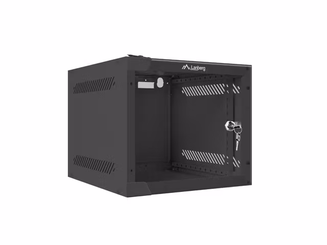 RACKSKÅP 10" VÄGGMONTERAT 4U/280X310 (FLAT PACK) MED GLASDÖRR SVART LANBERG