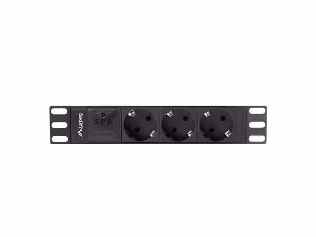 STRÖMFÖRDELNINGSENHET (PDU) 10" LANBERG 1U 10A 2M 3X SCHUKO UTTAG SVART C14