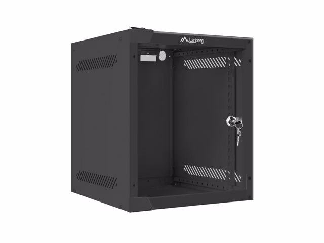 RACKSKÅP 10" VÄGGMONTERAT 6U/280X310 (FLAT PACK) MED GLASDÖRR SVART LANBERG