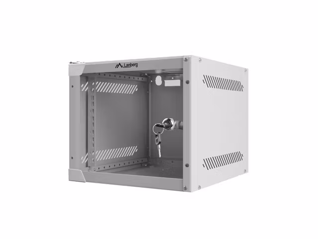 RACKSKÅP 10" VÄGGMONTERAT 4U/280X310 (FLAT PACK) MED GLASDÖRR GRÅ LANBERG