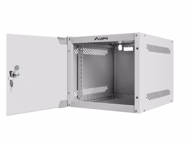 RACKSKÅP 10" VÄGGMONTERAT 4U/280X310 (FLAT PACK) MED GLASDÖRR GRÅ LANBERG