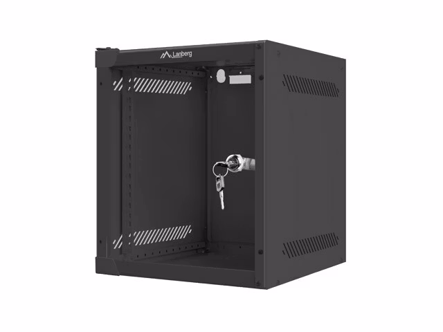RACKSKÅP 10" VÄGGMONTERAT 6U/280X310 (FLAT PACK) MED GLASDÖRR SVART LANBERG